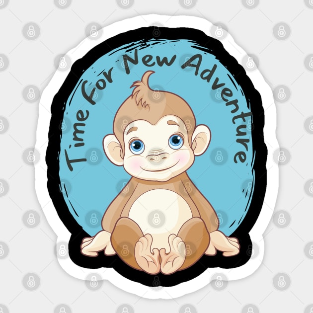 Cute monkey Time for new adventure Hello little monkey cute baby outfit Sticker by BoogieCreates